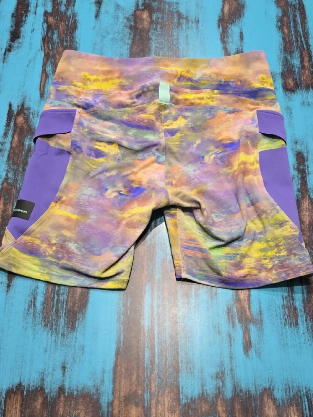 lululemon athletica Multicolor Tie-Dye Athletic Shorts with Purple Panels